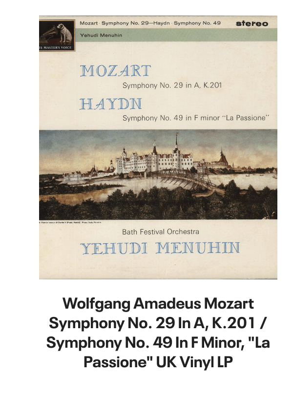 List of products:  Original Soundtrack A Nightmare On Elm Street 5 - The Dream Child UK Vinyl LP Original Soundtrack Solaris: Original Motion Picture Score - Sealed UK Picture disc LP Ludwig Van Beethoven Symphony No. 6 in F Major Pastoral - 2nd UK Vinyl LP Yair Elazar Glotman Emanate - Sealed UK Vinyl LP Dmitry Evgrafov Comprehension Of Light - Sealed UK Vinyl LP Aram Khachaturian Masquerade Suite / The Comedians - 180gm US Vinyl LP Franz Von Suppé Famous Overtures UK Vinyl LP Johann Strauss II (1825-1899) Waltzes - 180gm US Vinyl LP Original Soundtrack The Exorcist Japanese Vinyl LP Original Soundtrack Upgrade - 180gm Blue Translucent with Red Color-in-Color Vinyl + Obi US Vinyl LP Original Soundtrack Oblivion - Gray  White Swirl Vinyl - Sealed US 2-LP vinyl set Original Soundtrack A Nightmare On Elm Street 4: The Dream Master - VG German Vinyl LP Original Soundtrack Stand By Me (Original Motion Picture Soundtrack) Japanese Vinyl LP Original Soundtrack Full Metal Jacket Japanese Vinyl LP Wolfgang Amadeus Mozart Symphony No. 29 In A, K.201 / Symphony No. 49 In F Minor, La Passione UK Vinyl LP Original Soundtrack Bye Bye Birdie UK Vinyl LP Richard Clayderman Rêveries UK Vinyl LP Chicago Symphony Orchestra Iberia / Alborado Del Gracioso / Valses Nobles Et Sentimentales US Vinyl LP Chicago Symphony Orchestra Pines Of Rome / Fountains Of Rome - 180g US Vinyl LP Chicago Symphony Orchestra 1812 Overture / Fingals Cave Overture / Mephisto Waltz / Tragic Overture US Vinyl LP Chicago Symphony Orchestra Festival - 180g - sealed US Vinyl LP Chicago Symphony Orchestra The Reiner Sound - 180g US Vinyl LP Thoinot Arbeau LOrchésographie De Thoinot Arbeau French Vinyl LP Original Soundtrack Some Kind Of Wonderful US Vinyl LP Original Soundtrack Thumper - Red Vinyl US Vinyl LP Original Soundtrack Jumanji: Welcome To The Jungle - 180gm Flaming Vinyl UK 2-LP vinyl set André Previn Double Play! US Vinyl LP The Philharmonia Orchestra Elgar: The Enigma Variations / Vaughan Williams: Fantasia On A Theme By Thomas Tallis UK Vinyl LP Victoria De Los Angeles Canteloube: Songs Of The Auvergne / Chausson: Poèm De LAmour Et De La Mer UK Vinyl LP Franz Joseph Haydn Two Paris Symphonies German Vinyl LP