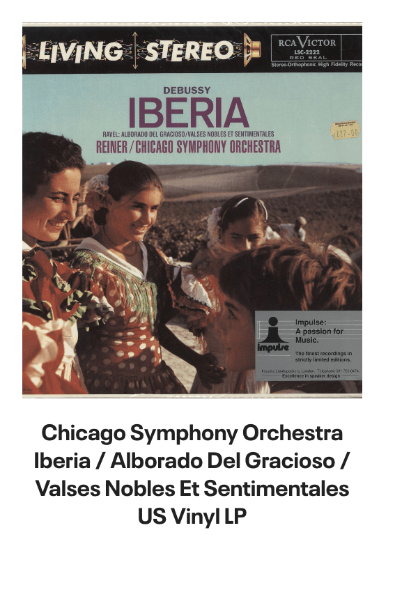 List of products:  Original Soundtrack A Nightmare On Elm Street 5 - The Dream Child UK Vinyl LP Original Soundtrack Solaris: Original Motion Picture Score - Sealed UK Picture disc LP Ludwig Van Beethoven Symphony No. 6 in F Major Pastoral - 2nd UK Vinyl LP Yair Elazar Glotman Emanate - Sealed UK Vinyl LP Dmitry Evgrafov Comprehension Of Light - Sealed UK Vinyl LP Aram Khachaturian Masquerade Suite / The Comedians - 180gm US Vinyl LP Franz Von Suppé Famous Overtures UK Vinyl LP Johann Strauss II (1825-1899) Waltzes - 180gm US Vinyl LP Original Soundtrack The Exorcist Japanese Vinyl LP Original Soundtrack Upgrade - 180gm Blue Translucent with Red Color-in-Color Vinyl + Obi US Vinyl LP Original Soundtrack Oblivion - Gray  White Swirl Vinyl - Sealed US 2-LP vinyl set Original Soundtrack A Nightmare On Elm Street 4: The Dream Master - VG German Vinyl LP Original Soundtrack Stand By Me (Original Motion Picture Soundtrack) Japanese Vinyl LP Original Soundtrack Full Metal Jacket Japanese Vinyl LP Wolfgang Amadeus Mozart Symphony No. 29 In A, K.201 / Symphony No. 49 In F Minor, La Passione UK Vinyl LP Original Soundtrack Bye Bye Birdie UK Vinyl LP Richard Clayderman Rêveries UK Vinyl LP Chicago Symphony Orchestra Iberia / Alborado Del Gracioso / Valses Nobles Et Sentimentales US Vinyl LP Chicago Symphony Orchestra Pines Of Rome / Fountains Of Rome - 180g US Vinyl LP Chicago Symphony Orchestra 1812 Overture / Fingals Cave Overture / Mephisto Waltz / Tragic Overture US Vinyl LP Chicago Symphony Orchestra Festival - 180g - sealed US Vinyl LP Chicago Symphony Orchestra The Reiner Sound - 180g US Vinyl LP Thoinot Arbeau LOrchésographie De Thoinot Arbeau French Vinyl LP Original Soundtrack Some Kind Of Wonderful US Vinyl LP Original Soundtrack Thumper - Red Vinyl US Vinyl LP Original Soundtrack Jumanji: Welcome To The Jungle - 180gm Flaming Vinyl UK 2-LP vinyl set André Previn Double Play! US Vinyl LP The Philharmonia Orchestra Elgar: The Enigma Variations / Vaughan Williams: Fantasia On A Theme By Thomas Tallis UK Vinyl LP Victoria De Los Angeles Canteloube: Songs Of The Auvergne / Chausson: Poèm De LAmour Et De La Mer UK Vinyl LP Franz Joseph Haydn Two Paris Symphonies German Vinyl LP