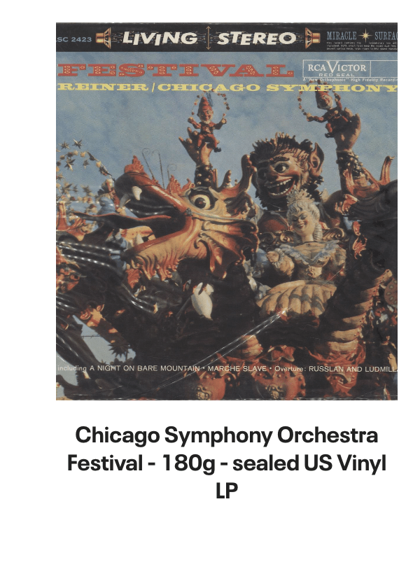 List of products:  Original Soundtrack A Nightmare On Elm Street 5 - The Dream Child UK Vinyl LP Original Soundtrack Solaris: Original Motion Picture Score - Sealed UK Picture disc LP Ludwig Van Beethoven Symphony No. 6 in F Major Pastoral - 2nd UK Vinyl LP Yair Elazar Glotman Emanate - Sealed UK Vinyl LP Dmitry Evgrafov Comprehension Of Light - Sealed UK Vinyl LP Aram Khachaturian Masquerade Suite / The Comedians - 180gm US Vinyl LP Franz Von Suppé Famous Overtures UK Vinyl LP Johann Strauss II (1825-1899) Waltzes - 180gm US Vinyl LP Original Soundtrack The Exorcist Japanese Vinyl LP Original Soundtrack Upgrade - 180gm Blue Translucent with Red Color-in-Color Vinyl + Obi US Vinyl LP Original Soundtrack Oblivion - Gray  White Swirl Vinyl - Sealed US 2-LP vinyl set Original Soundtrack A Nightmare On Elm Street 4: The Dream Master - VG German Vinyl LP Original Soundtrack Stand By Me (Original Motion Picture Soundtrack) Japanese Vinyl LP Original Soundtrack Full Metal Jacket Japanese Vinyl LP Wolfgang Amadeus Mozart Symphony No. 29 In A, K.201 / Symphony No. 49 In F Minor, La Passione UK Vinyl LP Original Soundtrack Bye Bye Birdie UK Vinyl LP Richard Clayderman Rêveries UK Vinyl LP Chicago Symphony Orchestra Iberia / Alborado Del Gracioso / Valses Nobles Et Sentimentales US Vinyl LP Chicago Symphony Orchestra Pines Of Rome / Fountains Of Rome - 180g US Vinyl LP Chicago Symphony Orchestra 1812 Overture / Fingals Cave Overture / Mephisto Waltz / Tragic Overture US Vinyl LP Chicago Symphony Orchestra Festival - 180g - sealed US Vinyl LP Chicago Symphony Orchestra The Reiner Sound - 180g US Vinyl LP Thoinot Arbeau LOrchésographie De Thoinot Arbeau French Vinyl LP Original Soundtrack Some Kind Of Wonderful US Vinyl LP Original Soundtrack Thumper - Red Vinyl US Vinyl LP Original Soundtrack Jumanji: Welcome To The Jungle - 180gm Flaming Vinyl UK 2-LP vinyl set André Previn Double Play! US Vinyl LP The Philharmonia Orchestra Elgar: The Enigma Variations / Vaughan Williams: Fantasia On A Theme By Thomas Tallis UK Vinyl LP Victoria De Los Angeles Canteloube: Songs Of The Auvergne / Chausson: Poèm De LAmour Et De La Mer UK Vinyl LP Franz Joseph Haydn Two Paris Symphonies German Vinyl LP