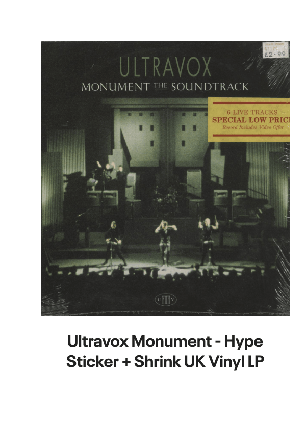 List of products:  Ultravox Monument - Hype Sticker + Shrink UK Vinyl LP Ultravox Quartet UK 2-CD album set Ultravox Lament UK 2-CD album set Ultravox Quartet - 180gm White Vinyl + Bonus 7 - Opened stickered shrink UK Vinyl LP Ultravox Extended UK Vinyl box set Ultravox Live At The Rainbow 1977 - RSD 2022 UK Vinyl LP Ultravox Lament - Steven Wilson Stereo Mix + Instrumental Version - Clear Vinyl - Sealed UK 2-LP vinyl set Ultravox Lament - Deluxe Edition 40th Anniversary 5-LP Clear Vinyl Box Set - Sealed UK Vinyl box set Ultravox Quartet - 40th Anniversary Deluxe Edition + Single Edits  B-Sides - Sealed UK 2-LP vinyl set Ultravox Extended Ultravox UK CD album Ultravox Rockwrok - P/S UK 7 vinyl Ultravox Dancing With Tears In My Eyes UK 12 vinyl Ultravox Lament - silver hype sticker UK Vinyl LP Ultravox All Fall Down UK 7 vinyl Ultravox Set Movements 1984 - Autographed UK Tour programme Ultravox Hymn + picture sleeve UK 12 vinyl Ultravox Quartet UK Vinyl LP Ultravox All Fall Down + Stickered PVC Sleeve UK 12 vinyl Ultravox All Fall Down - Blue Injection + PVC Sleeve UK 7 vinyl Ultravox Passing Strangers UK 7 vinyl Visage Pleasure Boys UK 12 vinyl Visage Pleasure Boys UK 7 picture disc Visage Pleasure Boys - EX UK 12 vinyl Visage Pleasure Boys UK 7 vinyl Visage Night Train + Sleeve UK 7 vinyl Visage Beatboy UK 7 vinyl Visage Love Glove UK 7 vinyl Visage Love Glove UK 12 vinyl Visage The Damned Dont Cry - Glossy sleeve UK 7 vinyl Visage Beat Boy UK Vinyl LP