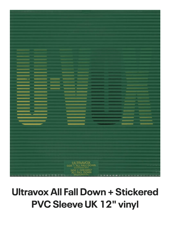List of products:  Ultravox Monument - Hype Sticker + Shrink UK Vinyl LP Ultravox Quartet UK 2-CD album set Ultravox Lament UK 2-CD album set Ultravox Quartet - 180gm White Vinyl + Bonus 7 - Opened stickered shrink UK Vinyl LP Ultravox Extended UK Vinyl box set Ultravox Live At The Rainbow 1977 - RSD 2022 UK Vinyl LP Ultravox Lament - Steven Wilson Stereo Mix + Instrumental Version - Clear Vinyl - Sealed UK 2-LP vinyl set Ultravox Lament - Deluxe Edition 40th Anniversary 5-LP Clear Vinyl Box Set - Sealed UK Vinyl box set Ultravox Quartet - 40th Anniversary Deluxe Edition + Single Edits  B-Sides - Sealed UK 2-LP vinyl set Ultravox Extended Ultravox UK CD album Ultravox Rockwrok - P/S UK 7 vinyl Ultravox Dancing With Tears In My Eyes UK 12 vinyl Ultravox Lament - silver hype sticker UK Vinyl LP Ultravox All Fall Down UK 7 vinyl Ultravox Set Movements 1984 - Autographed UK Tour programme Ultravox Hymn + picture sleeve UK 12 vinyl Ultravox Quartet UK Vinyl LP Ultravox All Fall Down + Stickered PVC Sleeve UK 12 vinyl Ultravox All Fall Down - Blue Injection + PVC Sleeve UK 7 vinyl Ultravox Passing Strangers UK 7 vinyl Visage Pleasure Boys UK 12 vinyl Visage Pleasure Boys UK 7 picture disc Visage Pleasure Boys - EX UK 12 vinyl Visage Pleasure Boys UK 7 vinyl Visage Night Train + Sleeve UK 7 vinyl Visage Beatboy UK 7 vinyl Visage Love Glove UK 7 vinyl Visage Love Glove UK 12 vinyl Visage The Damned Dont Cry - Glossy sleeve UK 7 vinyl Visage Beat Boy UK Vinyl LP