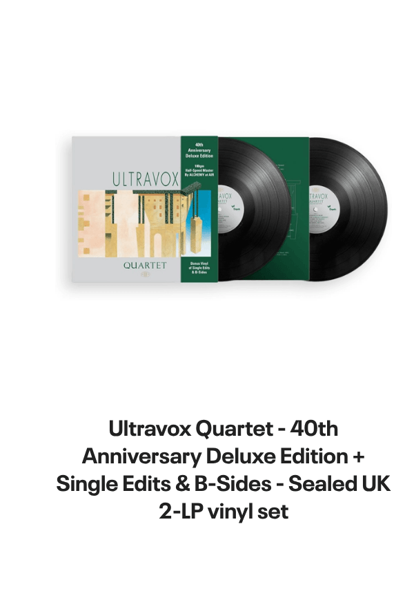 List of products:  Ultravox Monument - Hype Sticker + Shrink UK Vinyl LP Ultravox Quartet UK 2-CD album set Ultravox Lament UK 2-CD album set Ultravox Quartet - 180gm White Vinyl + Bonus 7 - Opened stickered shrink UK Vinyl LP Ultravox Extended UK Vinyl box set Ultravox Live At The Rainbow 1977 - RSD 2022 UK Vinyl LP Ultravox Lament - Steven Wilson Stereo Mix + Instrumental Version - Clear Vinyl - Sealed UK 2-LP vinyl set Ultravox Lament - Deluxe Edition 40th Anniversary 5-LP Clear Vinyl Box Set - Sealed UK Vinyl box set Ultravox Quartet - 40th Anniversary Deluxe Edition + Single Edits  B-Sides - Sealed UK 2-LP vinyl set Ultravox Extended Ultravox UK CD album Ultravox Rockwrok - P/S UK 7 vinyl Ultravox Dancing With Tears In My Eyes UK 12 vinyl Ultravox Lament - silver hype sticker UK Vinyl LP Ultravox All Fall Down UK 7 vinyl Ultravox Set Movements 1984 - Autographed UK Tour programme Ultravox Hymn + picture sleeve UK 12 vinyl Ultravox Quartet UK Vinyl LP Ultravox All Fall Down + Stickered PVC Sleeve UK 12 vinyl Ultravox All Fall Down - Blue Injection + PVC Sleeve UK 7 vinyl Ultravox Passing Strangers UK 7 vinyl Visage Pleasure Boys UK 12 vinyl Visage Pleasure Boys UK 7 picture disc Visage Pleasure Boys - EX UK 12 vinyl Visage Pleasure Boys UK 7 vinyl Visage Night Train + Sleeve UK 7 vinyl Visage Beatboy UK 7 vinyl Visage Love Glove UK 7 vinyl Visage Love Glove UK 12 vinyl Visage The Damned Dont Cry - Glossy sleeve UK 7 vinyl Visage Beat Boy UK Vinyl LP