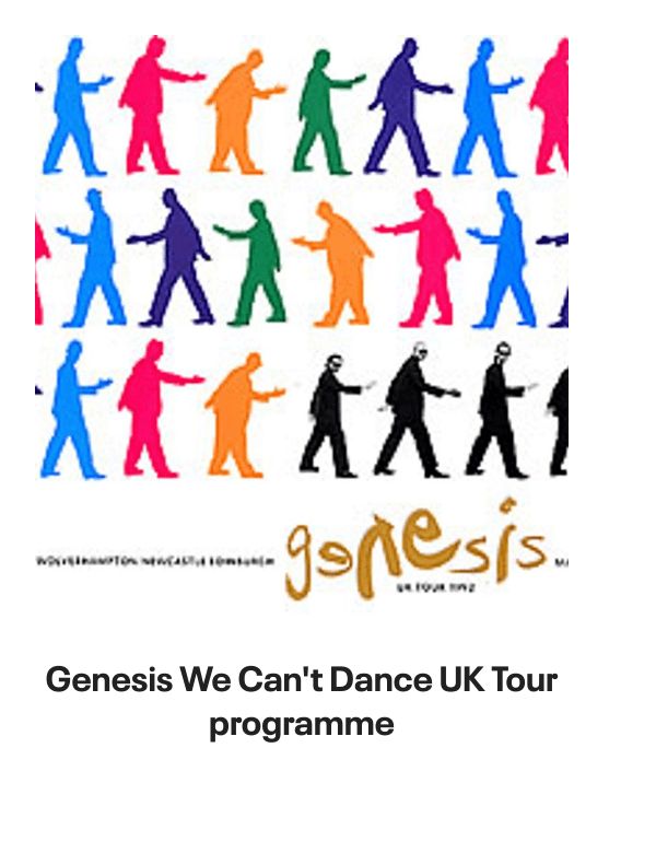 List of products:  Genesis Abacab - G/Y/B/R Sleeve - Vintage Newspaper Clippings UK Vinyl LP Genesis A Trick Of The Tail - Single Pocket Sleeve Greek Vinyl LP Genesis Man On The Corner UK 7 vinyl Genesis Selling England By The Pound - 1st + Insert - VG Sleeve UK Vinyl LP Genesis Invisible Touch Japanese Vinyl LP Genesis In The Beginning - Shrink US Vinyl LP Genesis In Concert 1982 UK Tour programme Genesis The Evolution Of A Rock Band - Softback UK Book Genesis Thats All - Wide Centre UK 7 vinyl Genesis Selling England By The Pound - EMI 100 - 180gm - EX UK Vinyl LP Genesis I Know What I Like (In Your Wardrobe) UK 7 vinyl Genesis Twilight Alehouse UK 7 vinyl Genesis We Cant Dance - EX UK 2-LP vinyl set Genesis Rock Theatre German Vinyl LP Genesis Malentendido Spanish 7 vinyl Genesis Three Sides Live - EX UK 2-LP vinyl set Genesis Foxtrot - 5th - Gold Embossed Sleeve UK Vinyl LP Genesis From One Fan To Another UK Book Genesis Genesis: Peter Gabriel, Phil Collins  Beyond UK Book Genesis Opening The Musical Box - A Genesis Chronicle UK Book Genesis Genesis UK Book Genesis We Cant Dance UK Promo Press pack Genesis In Concert 1982 UK Tour programme Genesis Summertime Open Air Festival German Tour programme Genesis We Cant Dance UK Tour programme Genesis We Cant Dance UK Tour programme Genesis The Genesis Songbook UK DVD Genesis Wind  Wuthering Crew Body Warmer UK Clothing Genesis Your Own Special Way - Jukebox UK 7 vinyl Genesis No Reply At All US 7 vinyl