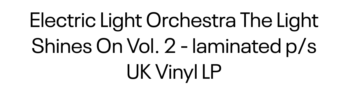  Electric Light Orchestra The Light Shines On Vol. 2 - laminated p/s UK Vinyl LP