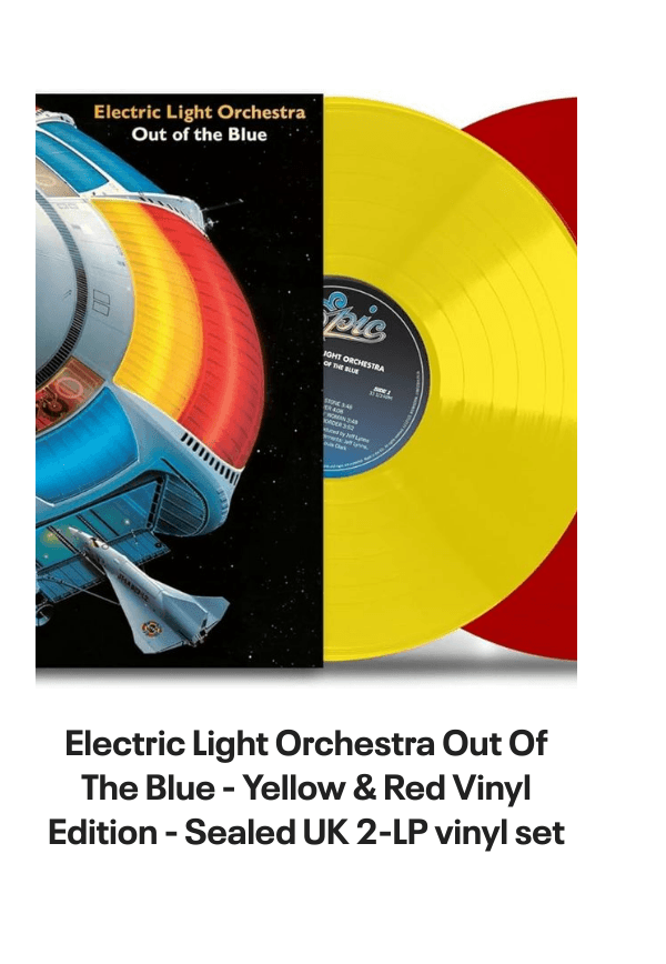 List of products:  Electric Light Orchestra Secret Messages Japanese Vinyl LP Electric Light Orchestra Out Of The Blue - Yellow  Red Vinyl Edition - Sealed UK 2-LP vinyl set Electric Light Orchestra From Out Of Nowhere - 180gm Blue Vinyl UK Vinyl LP Electric Light Orchestra Livin Thing UK 7 vinyl Electric Light Orchestra Im Alive - P/S - Solid UK 7 vinyl Electric Light Orchestra ELO II US Vinyl LP Electric Light Orchestra Time UK Vinyl LP Electric Light Orchestra All Over The World UK 7 vinyl Electric Light Orchestra When I Was A Boy UK Promo CD-R acetate Electric Light Orchestra Shine A Little Love + p/s UK 7 vinyl Electric Light Orchestra Turn To Stone Japanese 7 vinyl Electric Light Orchestra Wild West Hero UK 7 vinyl Electric Light Orchestra The ELO EP + Sleeve UK 7 vinyl Electric Light Orchestra Secret Messages - inj UK 7 vinyl Electric Light Orchestra Calling America UK 7 vinyl Electric Light Orchestra Shine A Little Love - White Vinyl UK 12 vinyl Electric Light Orchestra Eldorado - Super Audio CD - Sealed US Super audio CD Electric Light Orchestra Showdown - wol UK 7 vinyl Electric Light Orchestra Olé ELO US Vinyl LP Electric Light Orchestra Dont Bring Me Down UK 7 vinyl Electric Light Orchestra The Light Shines On Japanese Vinyl LP Electric Light Orchestra The Essential Electric Light Orchestra - Sealed Japanese CD album Electric Light Orchestra Hold On Tight UK 7 vinyl Electric Light Orchestra Nightrider UK 7 vinyl Electric Light Orchestra On The Third Day - Clear Vinyl UK Vinyl LP Electric Light Orchestra Livin Thing Austrian CD album Electric Light Orchestra Face The Music Japanese CD album Electric Light Orchestra The Classic Albums Collection UK Cd album box set Electric Light Orchestra Ticket To The Moon UK 7 vinyl Electric Light Orchestra Hold On Tight UK 7 vinyl