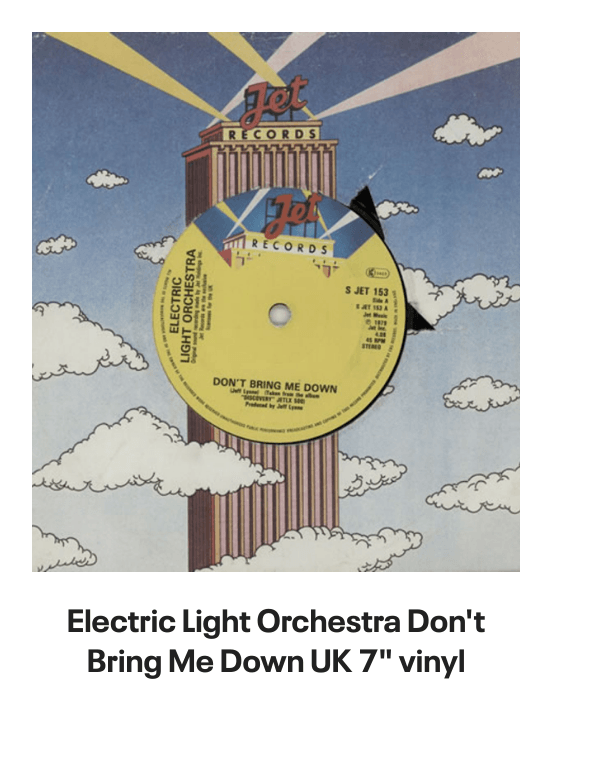 List of products:  Electric Light Orchestra Secret Messages Japanese Vinyl LP Electric Light Orchestra Out Of The Blue - Yellow  Red Vinyl Edition - Sealed UK 2-LP vinyl set Electric Light Orchestra From Out Of Nowhere - 180gm Blue Vinyl UK Vinyl LP Electric Light Orchestra Livin Thing UK 7 vinyl Electric Light Orchestra Im Alive - P/S - Solid UK 7 vinyl Electric Light Orchestra ELO II US Vinyl LP Electric Light Orchestra Time UK Vinyl LP Electric Light Orchestra All Over The World UK 7 vinyl Electric Light Orchestra When I Was A Boy UK Promo CD-R acetate Electric Light Orchestra Shine A Little Love + p/s UK 7 vinyl Electric Light Orchestra Turn To Stone Japanese 7 vinyl Electric Light Orchestra Wild West Hero UK 7 vinyl Electric Light Orchestra The ELO EP + Sleeve UK 7 vinyl Electric Light Orchestra Secret Messages - inj UK 7 vinyl Electric Light Orchestra Calling America UK 7 vinyl Electric Light Orchestra Shine A Little Love - White Vinyl UK 12 vinyl Electric Light Orchestra Eldorado - Super Audio CD - Sealed US Super audio CD Electric Light Orchestra Showdown - wol UK 7 vinyl Electric Light Orchestra Olé ELO US Vinyl LP Electric Light Orchestra Dont Bring Me Down UK 7 vinyl Electric Light Orchestra The Light Shines On Japanese Vinyl LP Electric Light Orchestra The Essential Electric Light Orchestra - Sealed Japanese CD album Electric Light Orchestra Hold On Tight UK 7 vinyl Electric Light Orchestra Nightrider UK 7 vinyl Electric Light Orchestra On The Third Day - Clear Vinyl UK Vinyl LP Electric Light Orchestra Livin Thing Austrian CD album Electric Light Orchestra Face The Music Japanese CD album Electric Light Orchestra The Classic Albums Collection UK Cd album box set Electric Light Orchestra Ticket To The Moon UK 7 vinyl Electric Light Orchestra Hold On Tight UK 7 vinyl
